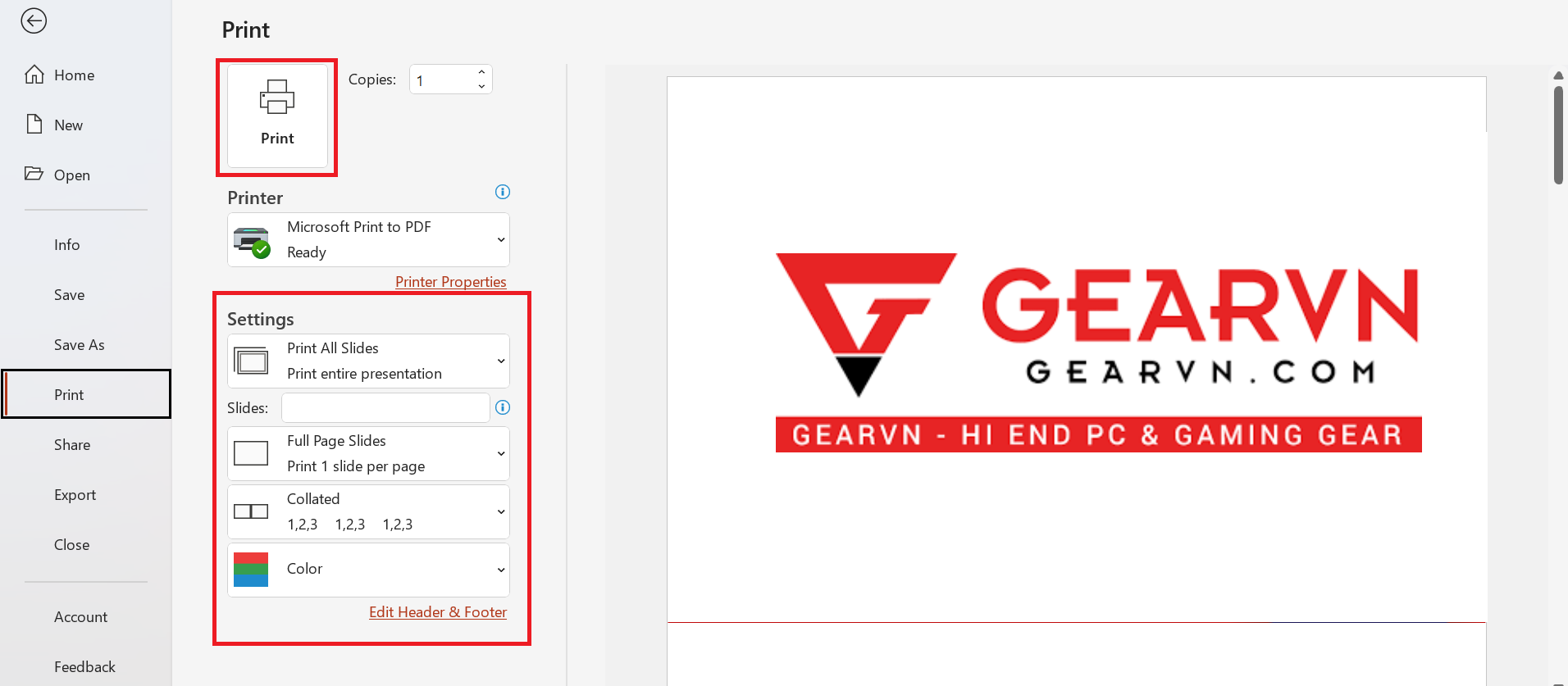 GEARVN - Tùy chỉnh các thiết lập trước khi in và lựa chọn ổ đĩa lưu trữ