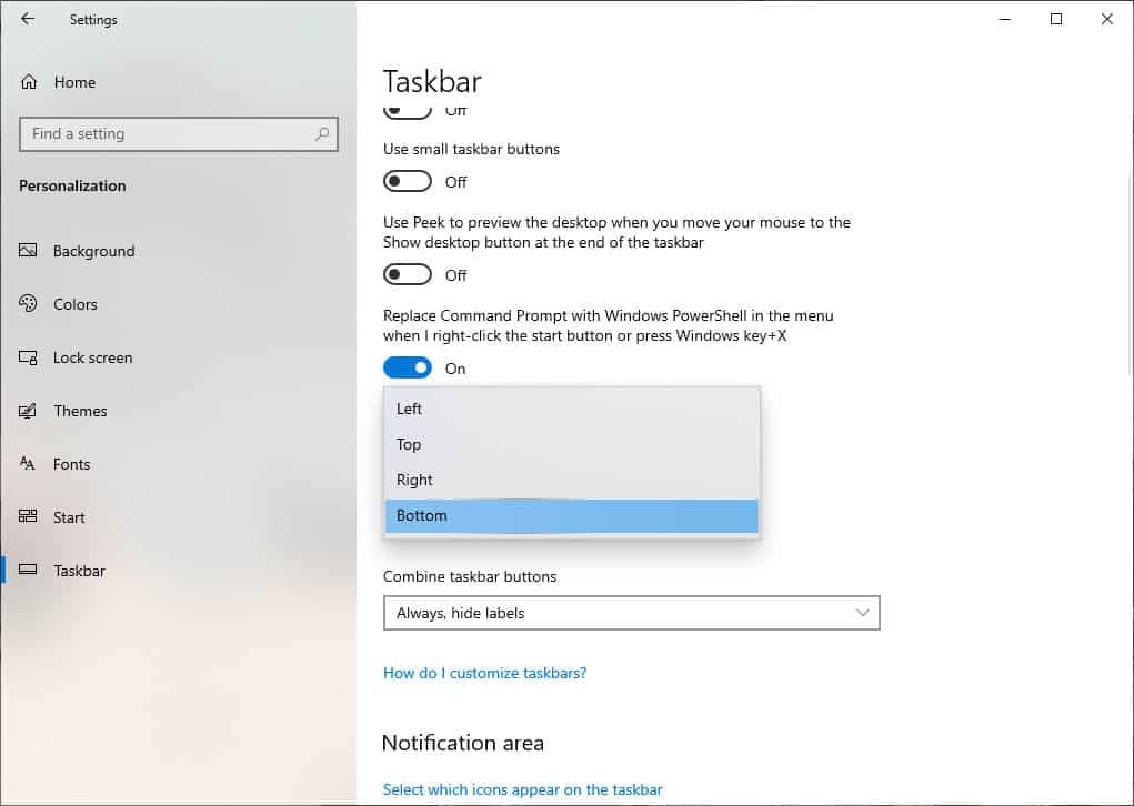 Thay đổi vị trí thanh taskbar trên Windows 10 - GEARVN