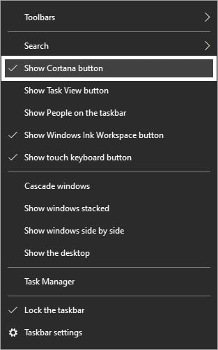 Tắt Cortana và Search box trên thanh taskbar - GEARVN