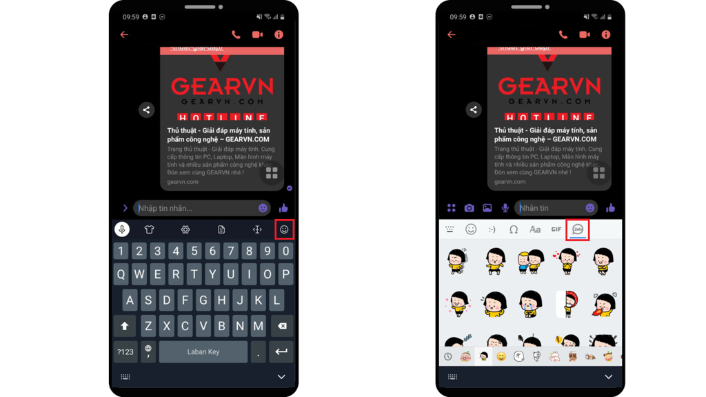 GEARVN - Cách gửi Sticker Zalo trên Messenger