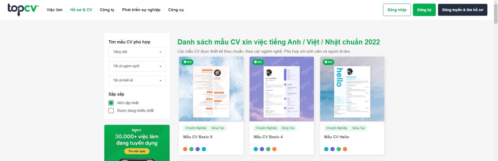 GEARVN - Trang web tạo CV online TopCV