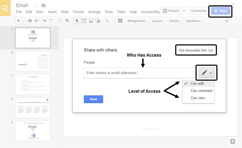 GEARVN - Google Slides cấp quyền chia sẻ an toàn