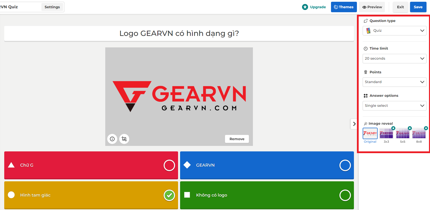 GEARVN - Kahoot cho phép bạn cài đặt một số setting cho trò chơi của mình