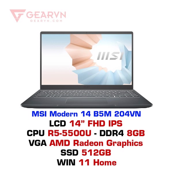 Laptop MSI Modern 14 B5M 204VN - GEARVN
