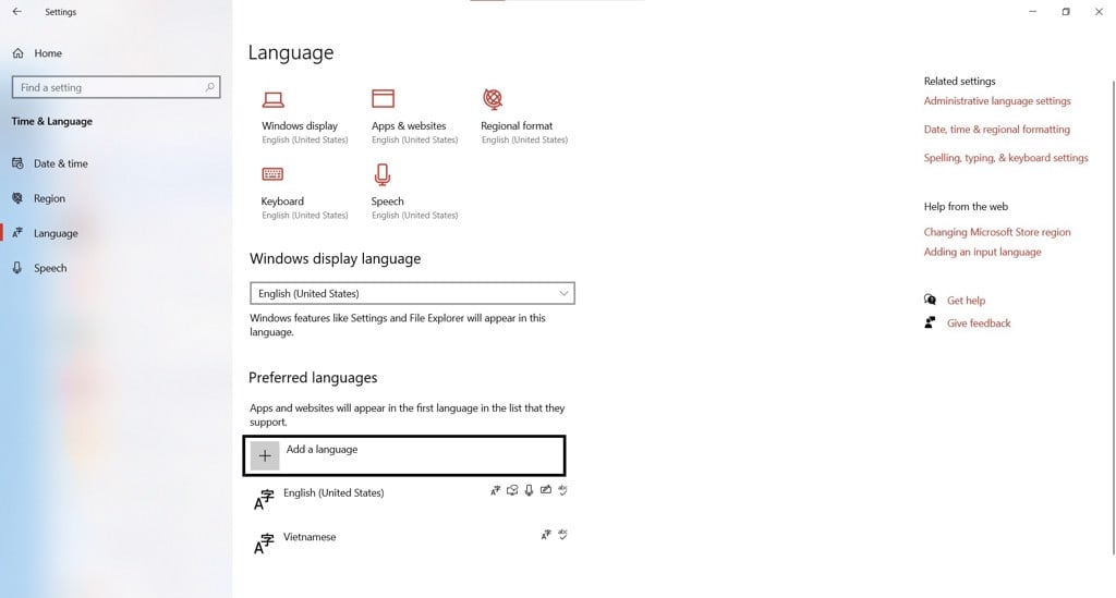 Thay đổi ngôn ngữ trên Windows 10 - GEARVN.COM