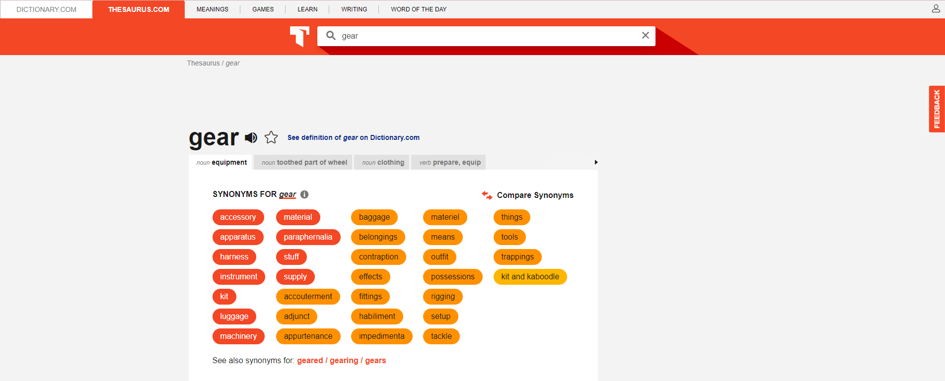 GEARVN - Trang web từ điển online Thesaurus