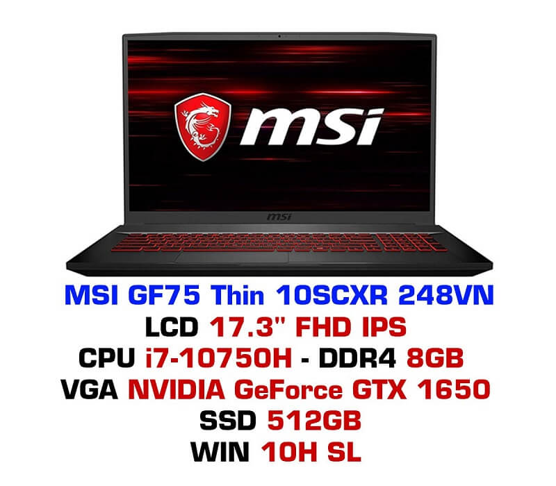 Laptop Gaming MSI GF75 Thin 10SCXR 248VN