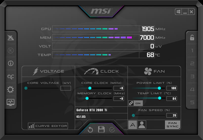 Phầm mềm quay màn hình tốt nhất hiện nay - MSI Afterburner