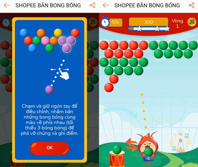 Game Bắn Bóng Shopee được thiết kế theo mô típ game bắn trứng khủng long quen thuộc.